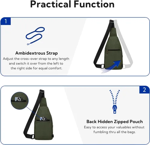 Vista 4 de WATERFLY - Mochila media bandolera con correa antirrobo para viajes, bolsa de pecho, de hombro