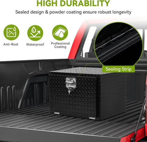 Vista 4 de AUTOSAVER88 Cajas de herramientas de 24 pulgadas, organizador de aluminio resistente con placa de diamante, caja de almacenamiento impermeable