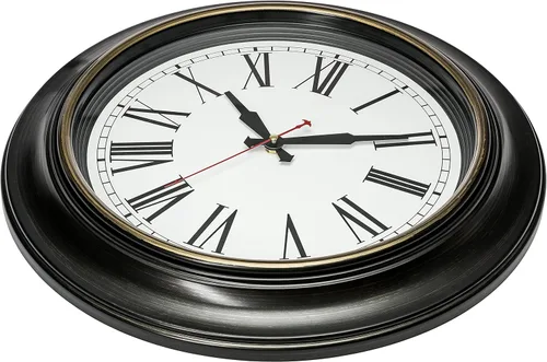 Vista 2 de Bernhard Products Reloj de pared extra grande, 18 pulgadas, marrón oscuro, cuarzo silencioso, funciona con pilas, sin tictac, numeral romano