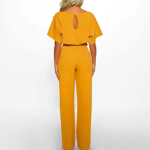 Vista 3 de OVERMAL Mono de verano para mujer, holgado, casual, cuello redondo, manga corta, color liso