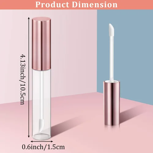 Vista 2 de Blulu 30 tubos de brillo de labios de 0.3 fl oz a granel, botella de bálsamo labial recargable de plástico transparente, contenedor de brillo labial