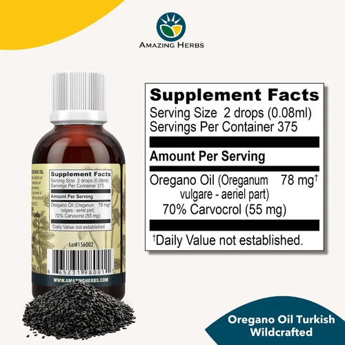 Vista 2 de Amazing Herbs Aceite esencial de orégano puro, aceite de orégeno 100% puro, mejora la salud cardiovascular y promueve la salud gastrointestinal