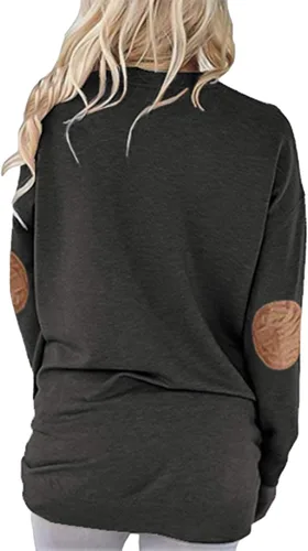 Vista 2 de Pink Queen - Blusa suelta de mujer con cuello redondo, camiseta de manga murciélago con parches