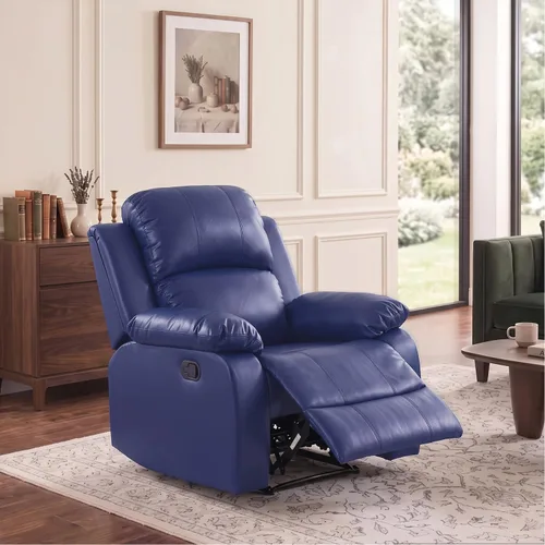 Vista 7 de Silla reclinable de cuero para conjunto de muebles de sala, sofá reclinable de cuero beige para espacios pequeños/RV, sillón individual