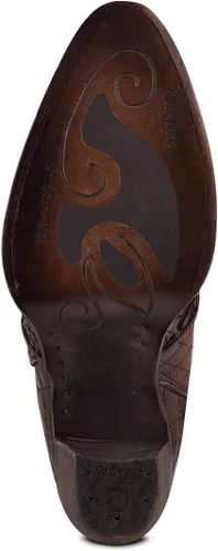 Vista 8 de Cuadra Bota para mujer en piel auténtica Pitón y piel bovina, 3F66PH