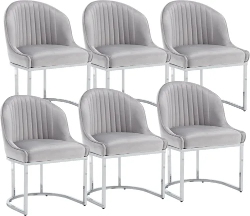 Vista 21 de Juego de 2 sillas de comedor de terciopelo, sillas de comedor tapizadas con patas de metal dorado, sillas auxiliares modernas para cocina, sillas