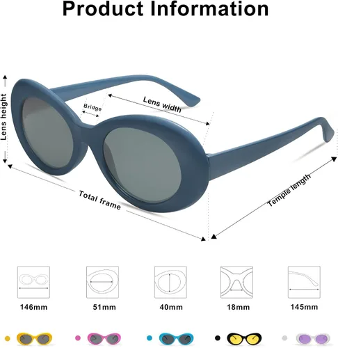 Vista 5 de SojoS Clout SJ2039, lentes de sol modelo ovalado de estilo clásico, inspirados en Kurt Cobain.