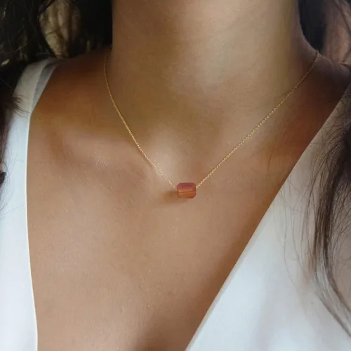 Vista 4 de Collar de cristal curativo de cornalina natural, collar de ansiedad terrosa y curación