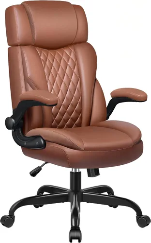 Vista 9 de Office Chair Flip Up Arms, Executive Leather Office Chair Ergonomic Desk Chair with Lumbar Support, Adjustable Headrest, Computer Chair Home Office