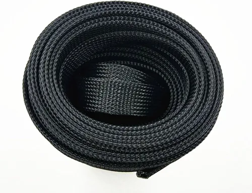 Vista 2 de Funda trenzada expandible de PET de 25 pies y 1.25 pulgadas, color negro, organizador de cables para envolver y proteger cables