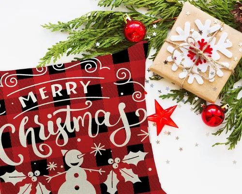 Vista 2 de Hlonon Juego de 4 fundas de almohada navideñas de 16 x 16 pulgadas, fundas de cojín de la serie de Navidad, fundas de almohada cuadradas