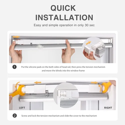 Vista 44 de LazBlinds Mini persianas de aluminio de 1" sin herramientas, sin necesidad de taladro, persianas sin cables para ventanas, persianas horizontales