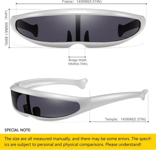 Vista 2 de SHEEN KELLY Futuristic Narrow Cyclops Mirrored Sunglasses For Men Women Cosplay Adult Rave Party Glasses Wrap