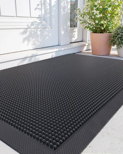 Vista 12 de DEXI - Tapete para puerta de entrada exterior, 36 x 48 pulgadas Nubs de cono negro