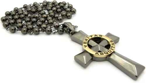 Vista 3 de Shiny Jewelers USA - Collar con colgante para hombre de Veritas AEQUITAS con diseño de cruz de los santos de Boondock