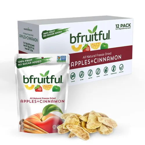 Vista 7 de bfruitful Manzana liofilizada + canela, sin azúcar añadido, paquete de bocadillos de frutas liofilizadas o para niños y adultos, bocadillos