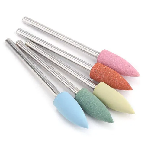 Vista 7 de Juego de 5 brocas de uñas, brocas de silicona para uñas, cabezal de pulido eléctrico de goma de silicona para manicura, pedicura, rebabas de pulido