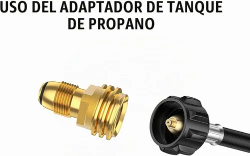 Vista 5 de Manguera de extensión de tanque de propano de 12 pies con indicador y adaptador de tanque de propano, para tanque de propano de 100 libras