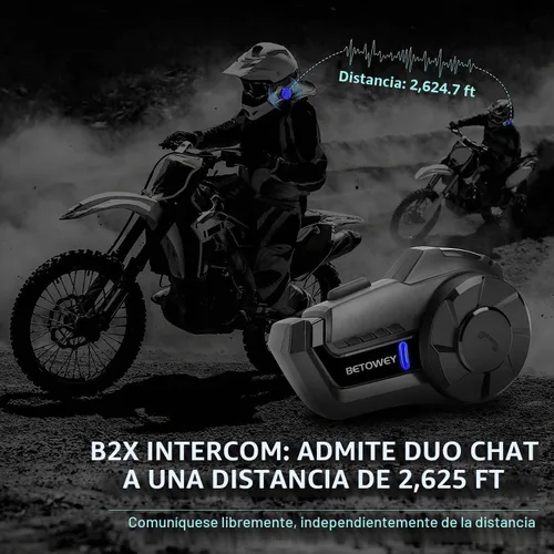 Vista 2 de Casco de motocicleta, auriculares Bluetooth, sistema de comunicación de casco B2X, intercomunicador Bluetooth de motocicleta con cancelación
