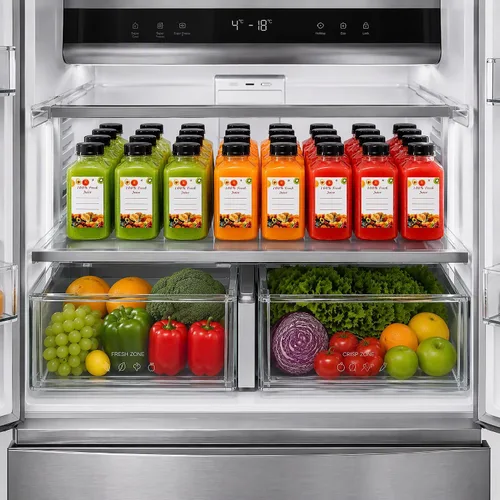Vista 6 de Cedilis Paquete de 25 botellas de plástico de 8 onzas con tapa negra, recipientes desechables y reutilizables para hacer jugo, leche, aderezo