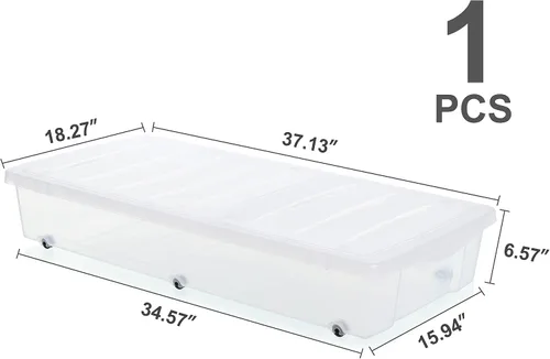 Vista 6 de Citylife 57 QT Cajas de Almacenamiento de Plástico Debajo de la Cama con Tapas de Doble Apertura Transparentes Contenedores de Almacenamiento Debajo