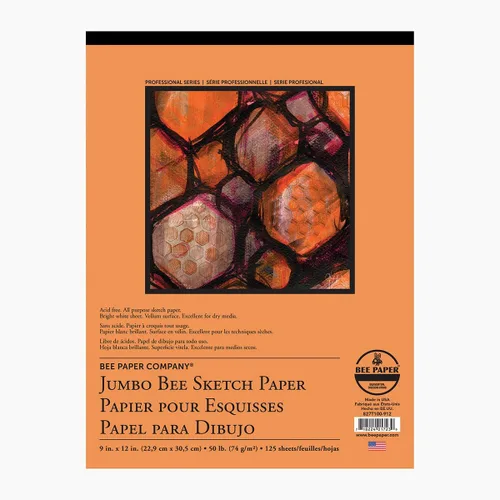 Vista 8 de Bee Paper - Bloc de papel de boceto de abejas jumbo de 9 x 12 pulgadas, 125 hojas