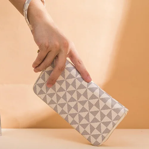 Vista 12 de Veki Billetera para mujer con doble cremallera y correa para la muñeca, monedero de cuero para tarjetas de crédito para mujeres y hombres, Negro A