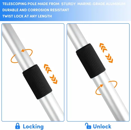 Vista 2 de Paquete de 2 postes de soporte de cubierta de barco de alta calidad, poste de soporte de aluminio para cubierta de barco con correa de correa