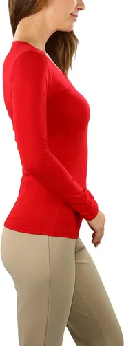 Vista 3 de ToBeInStyle Camiseta de manga larga con cuello en V para mujer