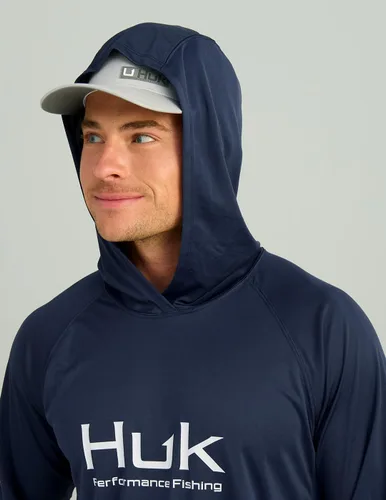 Vista 3 de HUK - Sudadera con capucha de manga larga ventilada para hombre, camiseta de pesca con capucha Academia Naval
