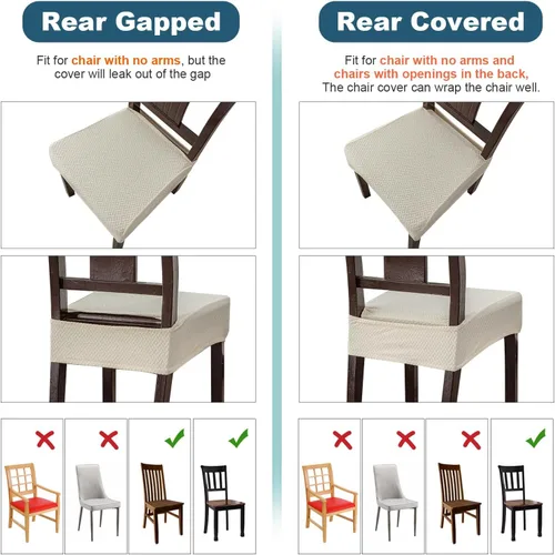 Vista 3 de Genina Fundas de asiento impermeables para sillas de comedor (2 unidades, con abertura trasera, beige)