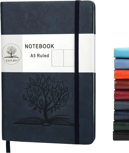Vista 25 de Daofary Cuaderno de puntos con soporte para bolígrafo, cuaderno de cuadrícula de puntos A5 con 160 páginas, papel grueso de 2.95 oz/yd², diario