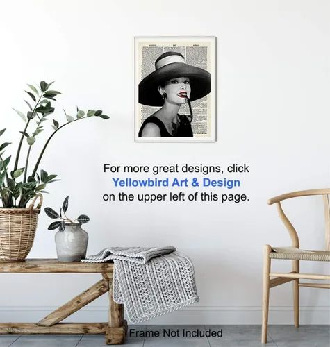 Vista 5 de Audrey Hepburn - Arte de pared de diccionario – Foto glamorosa de 8 x 10 – Regalo único elegante para los fanáticos de las películas vintage