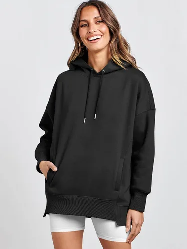 Vista 7 de ANRABESS Sudaderas con capucha de gran tamaño para mujer, sudadera de forro polar 2024, trajes de moda para adolescentes y niñas