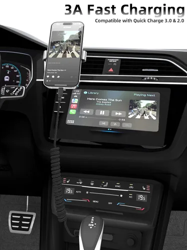 Vista 3 de Quickeep Cable Carplay para automóvil de 3 pies en espiral USB A a USB C, cable de carga rápida para iPhone 16/15/Plus/Pro Max/MacBook Pro, cable
