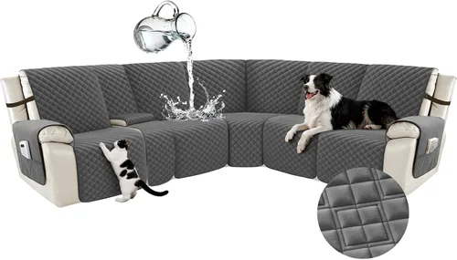 Vista 87 de Arfntevss Fundas para sofá seccional reclinable para sofá seccional en forma de L, funda antideslizante lavable para sofá reclinable con forma de L