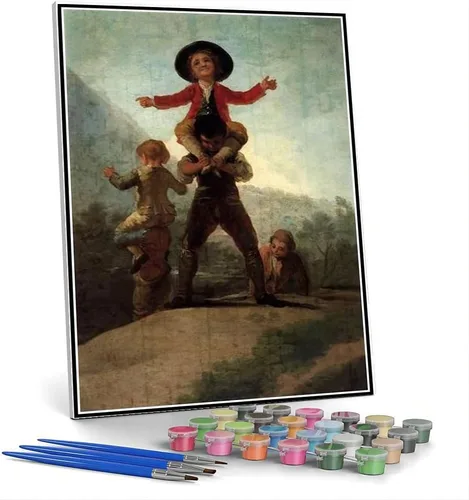 Vista 6 de Kits de pintura por números para adultos y niños maría Luisa de Parma usando alforjas Pintura por Francisco Goya DIY Pintura al óleo por números