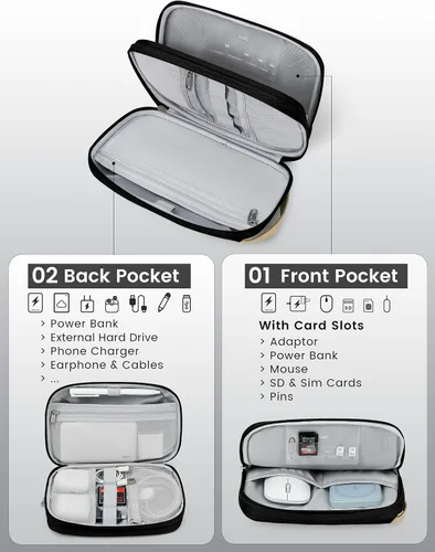 Vista 4 de Travelkin - Organizador de cables de viaje, organizador electrónico, bolsa organizadora de cables para cables, cargadores de teléfono, tarjeta SD