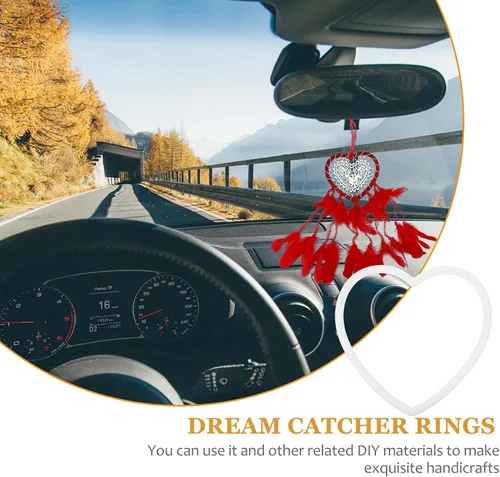 Vista 9 de DOITOOL 20 anillos de atrapasueños con forma de corazón, aros de acrílico para coronas, anillos de macramé en forma de corazón, anillos para coronas