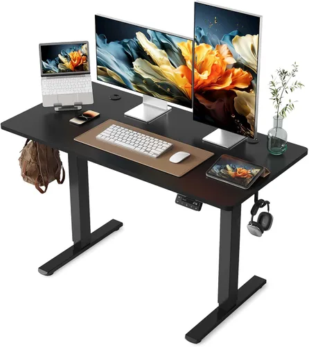 Vista 15 de YIHAYO Escritorio eléctrico de pie, escritorio de pie de 48 x 24 pulgadas con tablero de empalme, escritorio de pie para sentarse, mesa de Marco