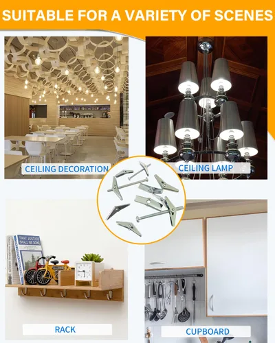 Vista 6 de Anclajes para paneles de yeso resistentes de 1/4 de pulgada, 15 pernos de palanca de metal con pernos, kit de anclajes y tornillos de pared seca