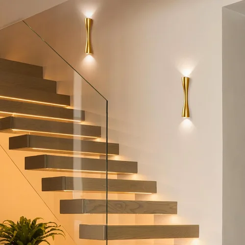 Vista 3 de Aomesinc Moderno aplique de pared dorado arriba y abajo, lámpara LED de interior para dormitorio, sala de estar, baño, mesita de noche, pasillo