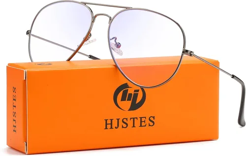 Vista 3 de HJSTES Lentes de aviador de lente transparente luz azul para mujeres y hombres marco de piloto anteojos clásicos sin receta