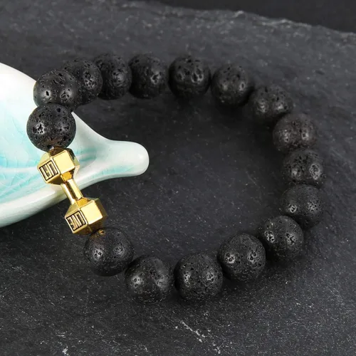 Vista 2 de STWTR Pulsera de cuentas para hombre y mujer, esqueleto humano de 0.394in, roca volcánica, ansiedad, pulsera de yoga para niños, Piedra de lava, n