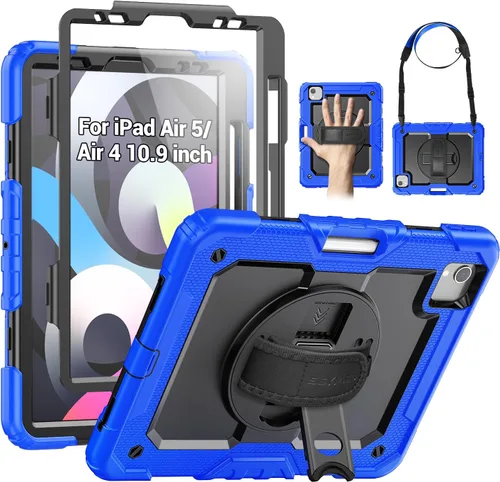 Vista 12 de SEYMAC Funda para iPad Air de 5ª/4ª generación de 10.9 pulgadas, Funda Protectora de Cuerpo Completo Resistente a Golpes con Protector de Pantalla