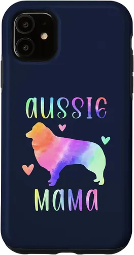 Vista 8 de iPhone 16 Aussie Mama Australian Shepherd Mom Rainbow Watercolor Case