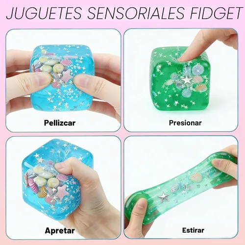 Vista 3 de Bolas de estrés blandas de cubitos de hielo, juguete sensorial de Verde