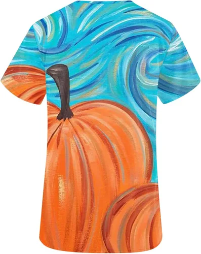 Vista 5 de Womens Vneck Tshirts Work Scrub Vacation Easter Tee Tops for Women Short Sleeve Graphic Summer Fall Shirts 2023