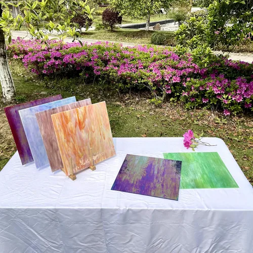 Vista 3 de Hojas de vidrieras de 12 x 12 pulgadas, paquete de 6 unidades de vidrio de mosaico (5.8 pies cuadrados), coloridas hojas de arte y manualidades