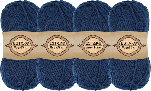 Vista 42 de Estako Megastar, 3.52 Oz (100g) de hilo de acrílico 75% y lana 25%, suave, peso grueso voluminoso #5 para crochet y tejer 120 yardas (110m)
